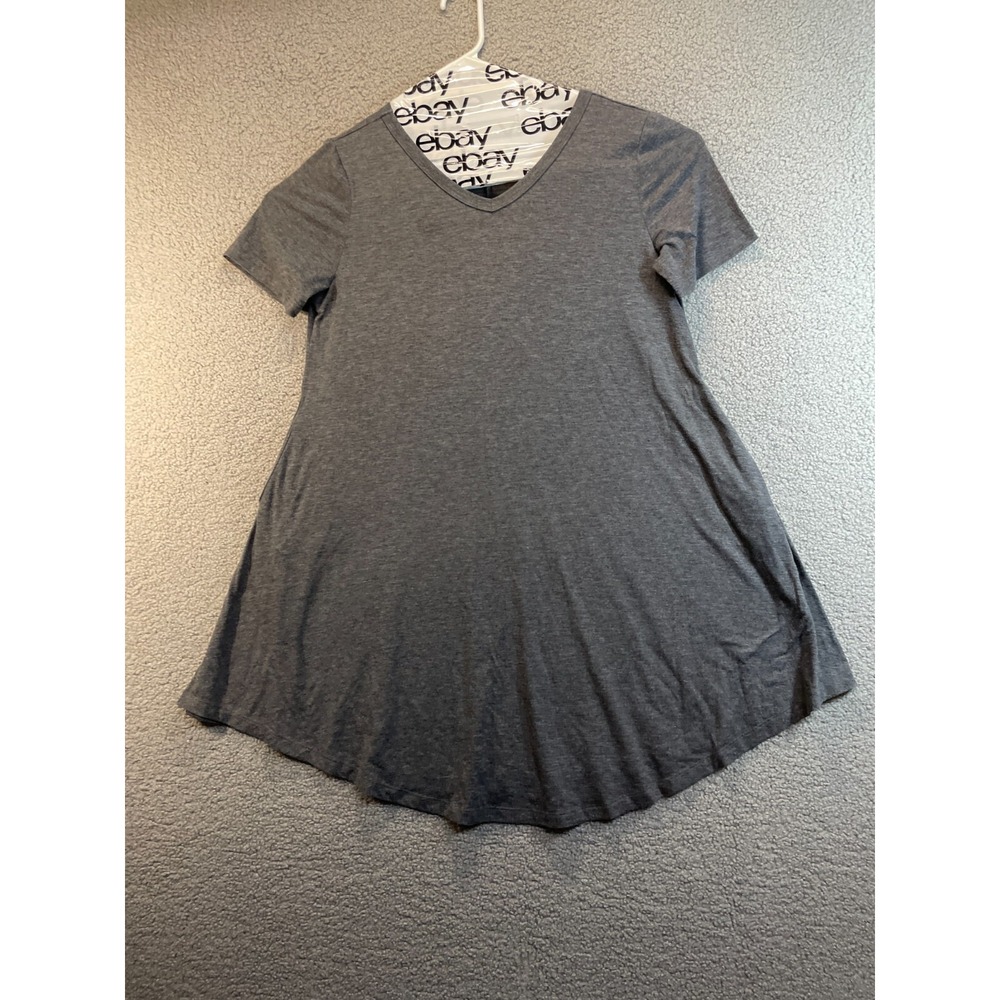 Women's V-Neck Tee Shirt Dress Womens XL Gray Short Sleeve Casual